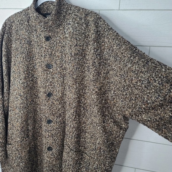 Eskandar Jacket Tweed 1 Lined Wool Blend Brown Black Oversized Lagenlook Boxy - Picture 9 of 14